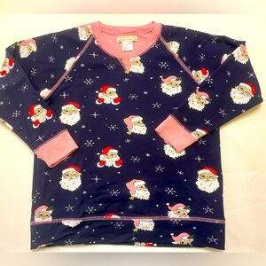 TBBC - Cassidy Comfy Crewneck in Dear Santa print with Hampton Hot Pink